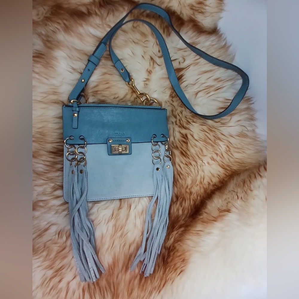 Chloé Jane Suede & Leather Crossbody Tassel Bag